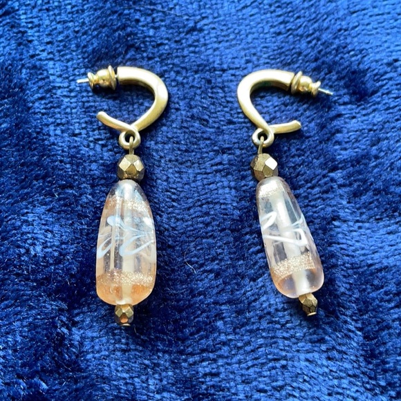 🇮🇹 Venetian Glass Drop Earrings With Gold Coloured Clasps - Picture 7 of 7